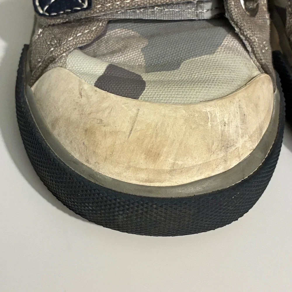 See Kai Run Kids Size 12 Camo Canvas Low Top Sneakers Grey Blue Double Strap